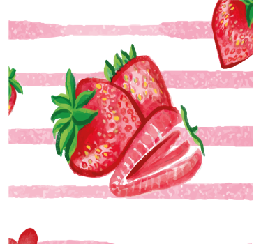 Poster keuken naadloze aardbeien op gestreepte achtergrond - TenStickers