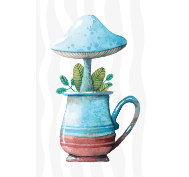 Poster keuken schattig paddenstoelen ontwerp in mok - TenStickers