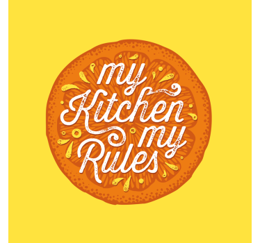 Poster keuken oranje handgetekende keuken - TenStickers