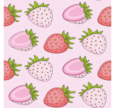 Poster keuken naadloze roze en rode aardbeien - TenStickers