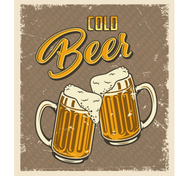Poster keuken koud bier retro vervuild effect - TenStickers