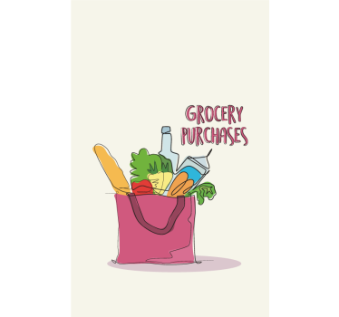 Poster keuken met boodschappenillustratie - TenStickers