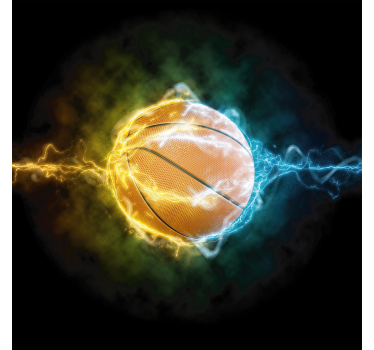 Poster tienerkamer water en vuur basketbal - TenStickers