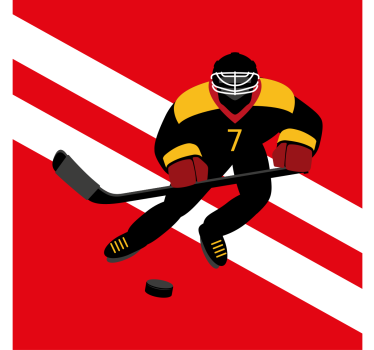 Poster tienerkamer rood en geel ijshockey - TenStickers
