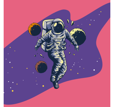 Poster tienerkamer handgetekende astronaut vliegend stijl - TenStickers