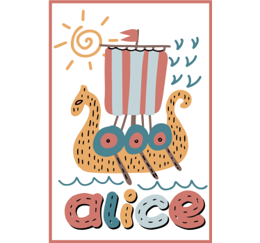 Poster tienerkamer viking schip gepersonaliseerd - TenStickers