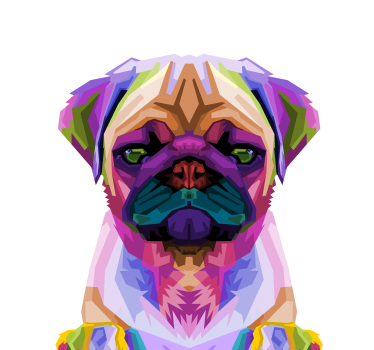 Mooie poster woonkamer pop art mopshond - TenStickers