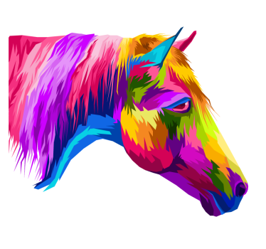 Mooie poster woonkamer kleurrijke paarden - TenStickers