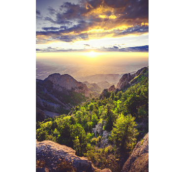 Mooie poster woonkamer zonsopgang op de berg - TenStickers