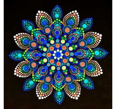 Mooie poster woonkamer mandala kleurrijke stippen - TenStickers