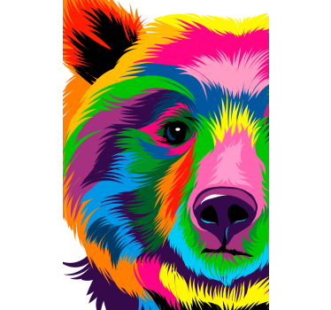 Mooie poster woonkamer kleurige beer - TenStickers