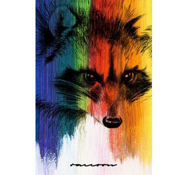 Mooie poster woonkamer rainbow raccoon - TenStickers