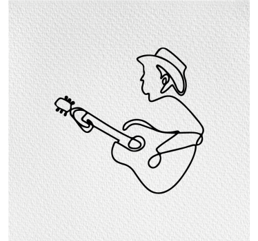 Mooie poster woonkamer schattig minimalistisch gitarist - TenStickers