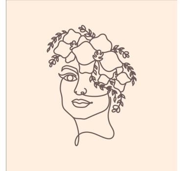Poster woonkamer silhouet minimalistisch vrouw bloemend - TenStickers