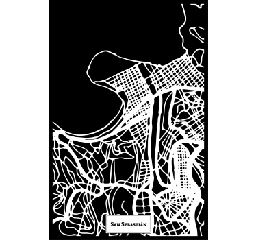 Mooie poster woonkamer topografische kaart san sebastián - TenStickers
