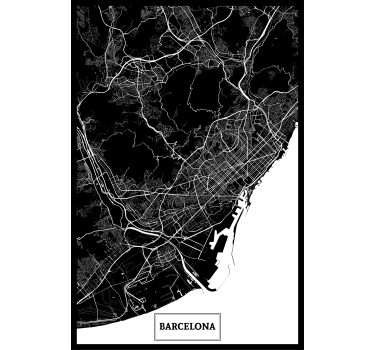 Mooie poster woonkamer topografische kaart barcelona - TenStickers