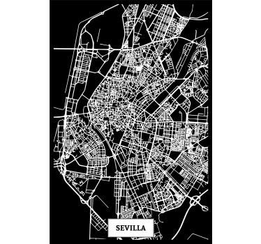 Mooie poster woonkamer topografische kaart sevilla - TenStickers