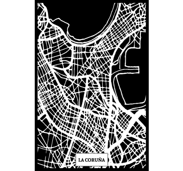 Mooie poster woonkamer topografische kaart coruña - TenStickers