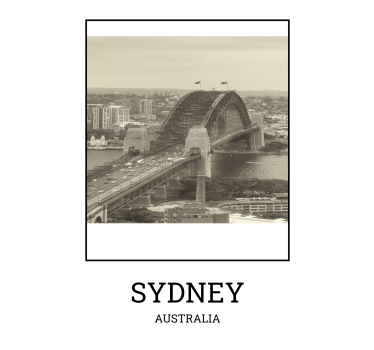 Mooie poster woonkamer sydney zwart-wit - TenStickers