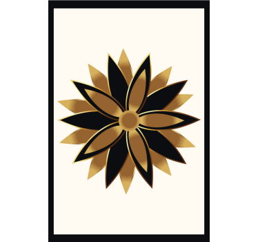 Mooie poster woonkamer gouden bloemen - TenStickers