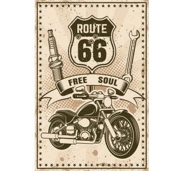 Mooie poster woonkamer route 66 motorfiets - TenStickers