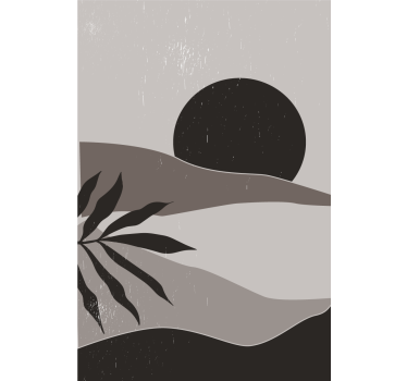 Mooie poster woonkamer zonsondergang in de woestijn zwart-wit - TenStickers