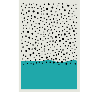 Woonkamer poster blauwe schilderij met zwarte stippen - TenStickers