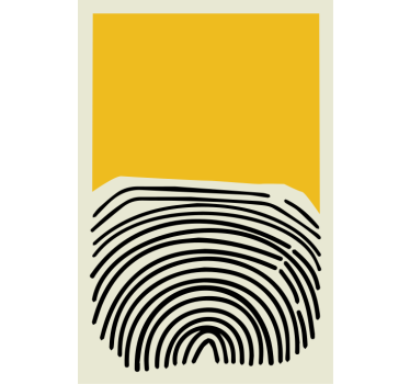 Mooie poster woonkamer abstract geel schilderij met zwarte lijnen - TenStickers