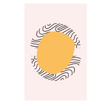 Mooie poster woonkamer lijnen en gele vorm - TenStickers