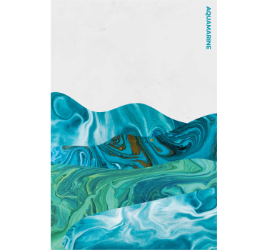 Mooie poster woonkamer aquamarijn kromme lijnen - TenStickers