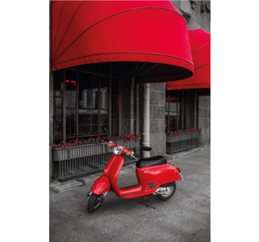 Landen poster geparkeerde rode italiaanse scooter - TenStickers