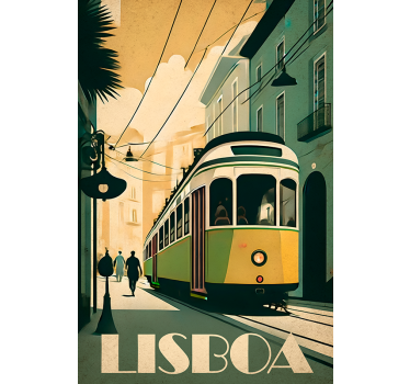 Landen poster vintage illustratie van lissabon - TenStickers