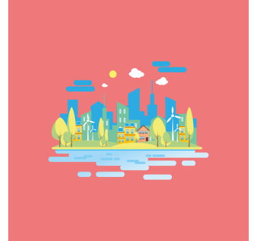 Landen poster modern stedelijk landschap - TenStickers