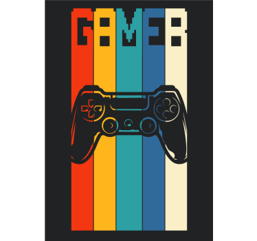 Kleurrijke gamer poster met controller - TenStickers