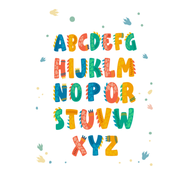 dino letters alfabet poster - TenStickers