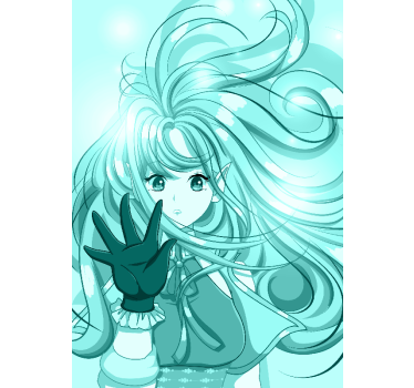 Blauw anime meisje poster - TenStickers