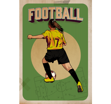 Vrouwen voetbal poster retro - TenStickers