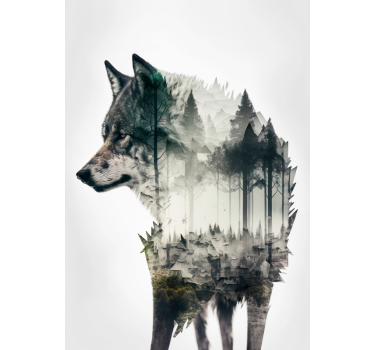 Wolf dubbele belichting dieren poster - TenStickers