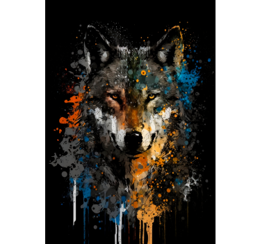 Kleurrijke Wolf Schildering Poster - TenStickers
