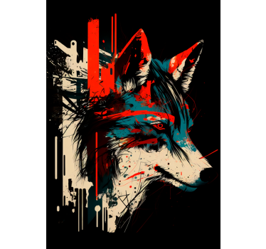 Abstracte wolf moderne kunst poster - TenStickers
