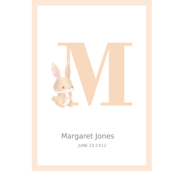 Initiaal aanpasbaar geboorte baby poster - TenStickers