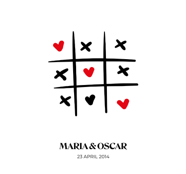 Tic Tac Toe Liefde aanpasbare poster - TenStickers
