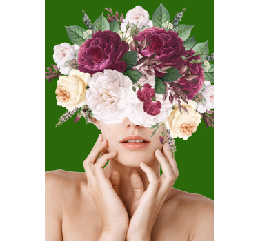 Poster van een vrouw met bloemen op haar hoofd - TenStickers