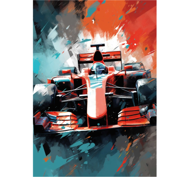 Formule 1 poster met rood en blauwe rook - TenStickers