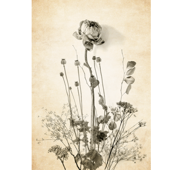 Boeket bloemen beige achtergrond poster - TenStickers