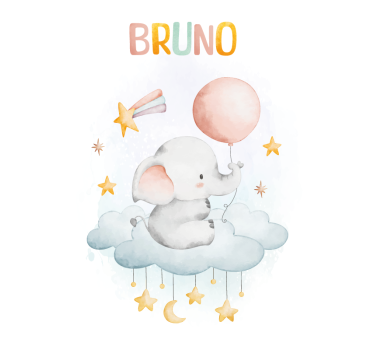 Olifant op een wolk poster kinderkamer - TenStickers