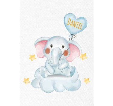 Schattige olifant met ballon poster kinderkamer - TenStickers
