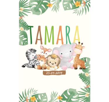 Jungle dieren gepersonaliseerd poster kinderkamer - TenStickers
