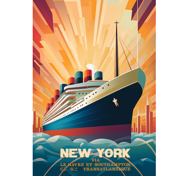 Nieuw werkschip Art Déco-poster - TenStickers