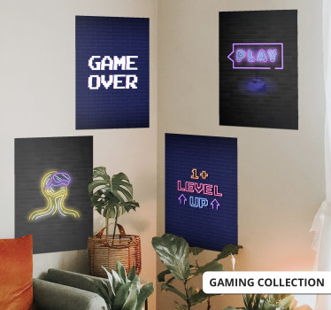 Gaming poster level up - TenStickers
